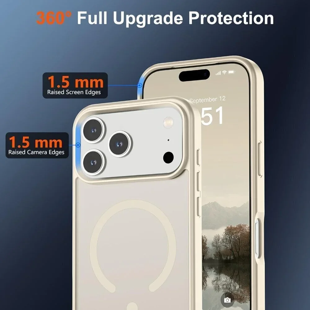 Antique White I-phone 17 Pro Max Case Compatible Mag Safe Matte Shockproof